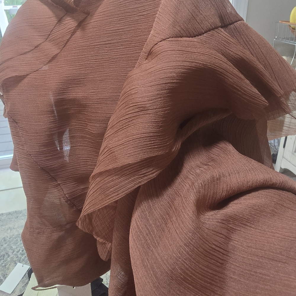 Zara Ruffled Mini Dress in Brown - Picture 13 of 14